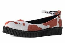 A9980L Brown Cow Print Pointed Ballet Creeper