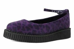 A9985L Women Purple Leopard Pointed Ballet Creeper