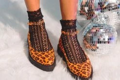A9986L Orange Leopard Pointed Ballet Creeper