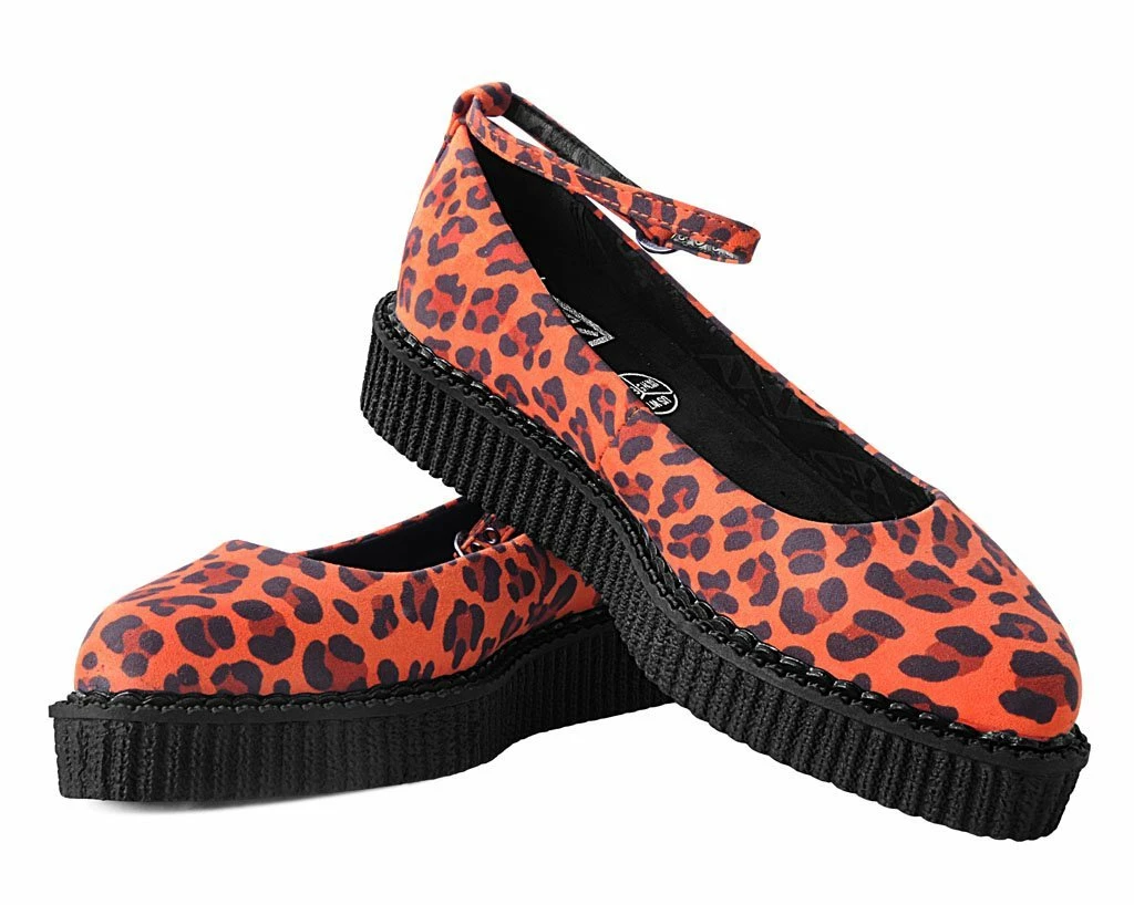 A9986L Orange Leopard Pointed Ballet Creeper