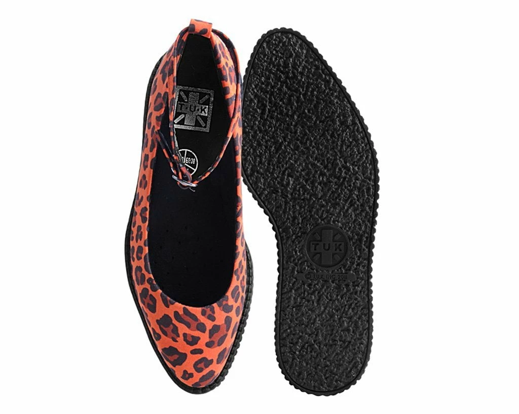 A9986L Orange Leopard Pointed Ballet Creeper