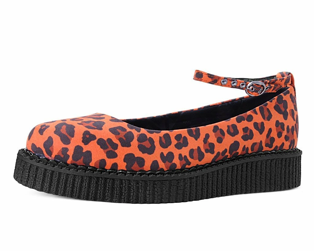 A9986L Orange Leopard Pointed Ballet Creeper