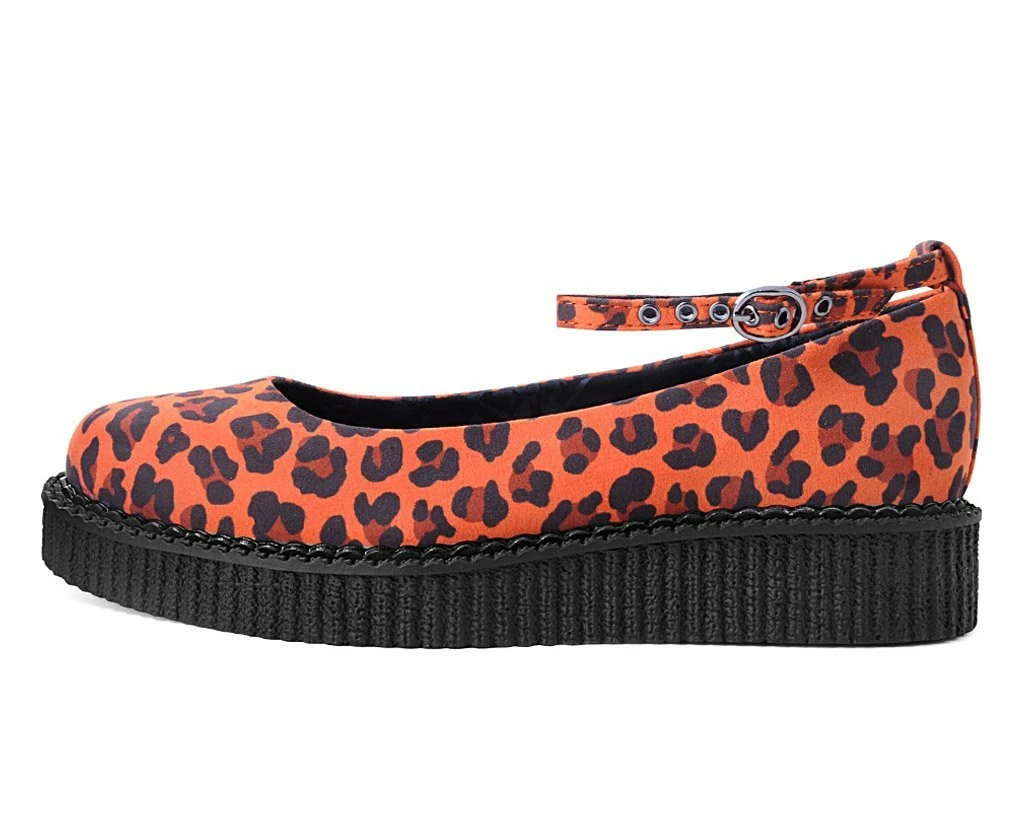 A9986L Orange Leopard Pointed Ballet Creeper