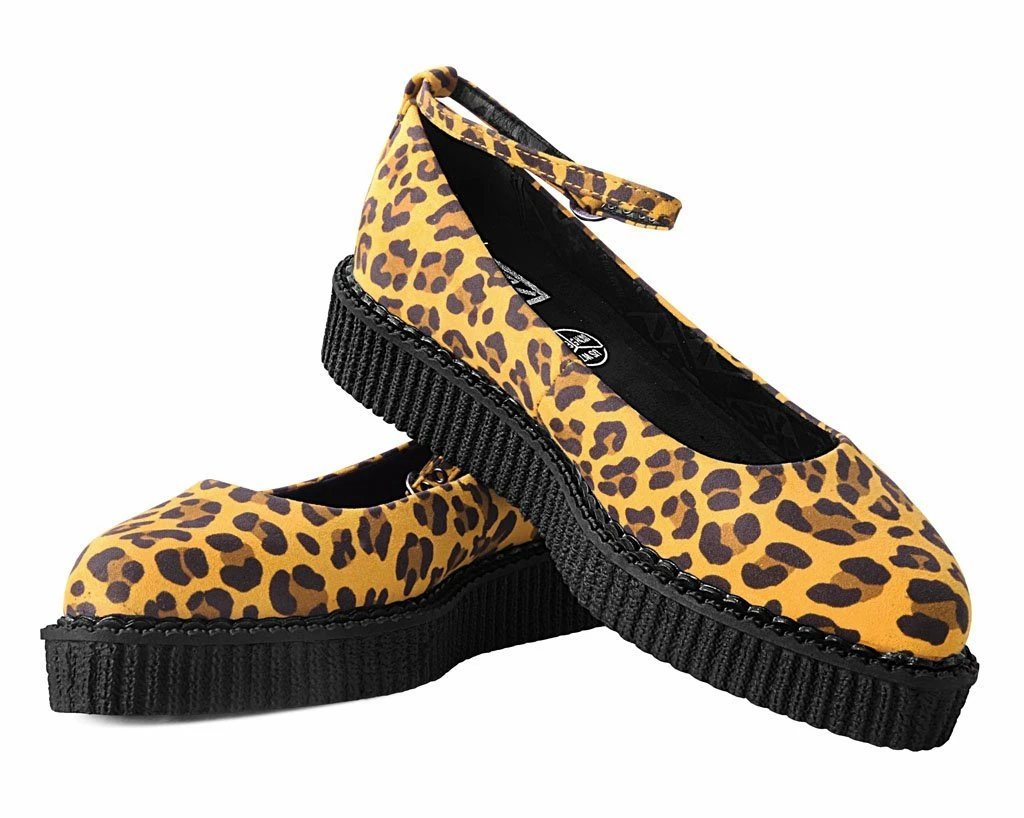 A9987L Mustard Leopard Pointed Ballet Creeper