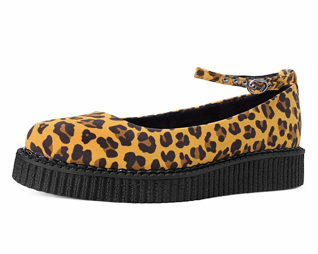 A9987L Mustard Leopard Pointed Ballet Creeper