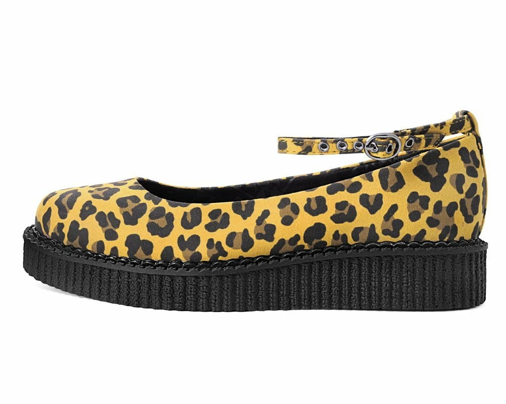 A9987L Mustard Leopard Pointed Ballet Creeper