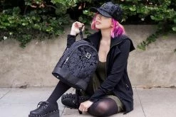 HT01 T.U.K. Black Crushed Velvet Hat Women