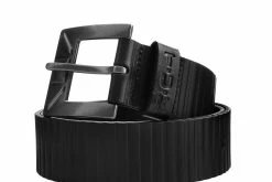 BT01 Black Leather 40mm Ridged Belt