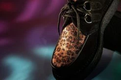 D9761 Women Black Suede & Leopard 1970 Original Creeper