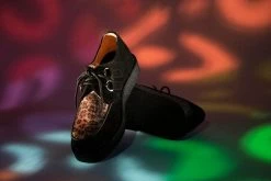 D9761 Women Black Suede & Leopard 1970 Original Creeper