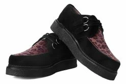 D9761 Women Black Suede & Leopard 1970 Original Creeper