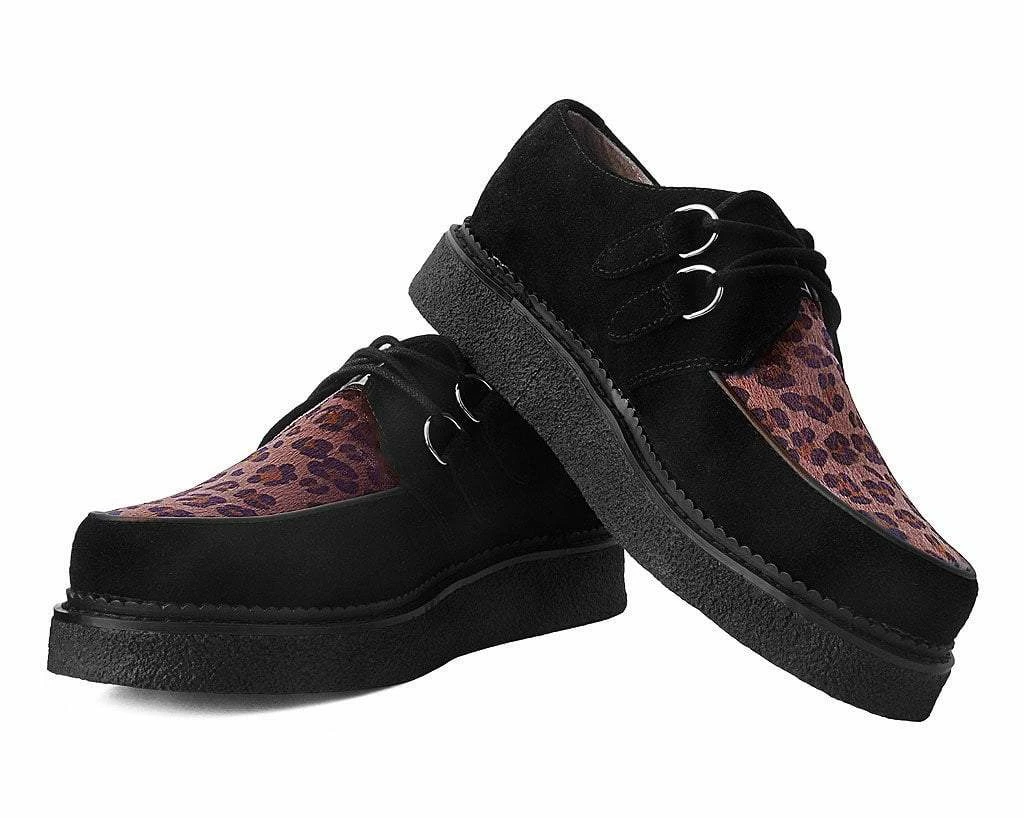 D9761 Women Black Suede & Leopard 1970 Original Creeper