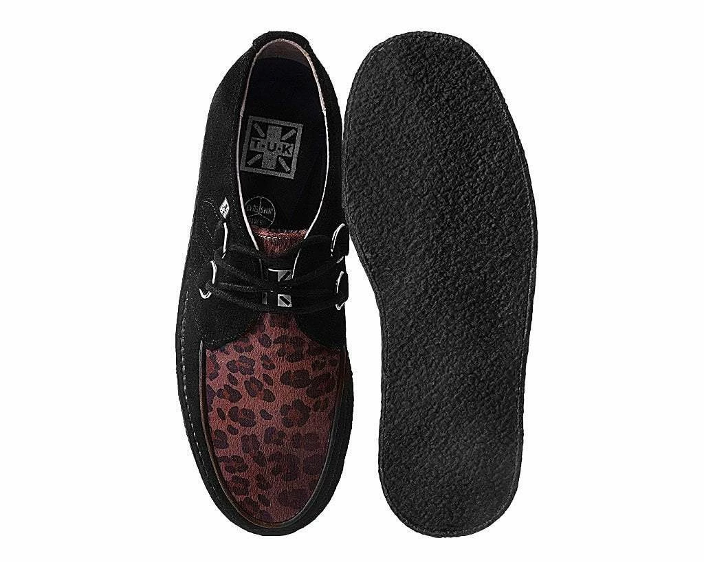 D9761 Women Black Suede & Leopard 1970 Original Creeper