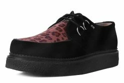 D9761 Women Black Suede & Leopard 1970 Original Creeper