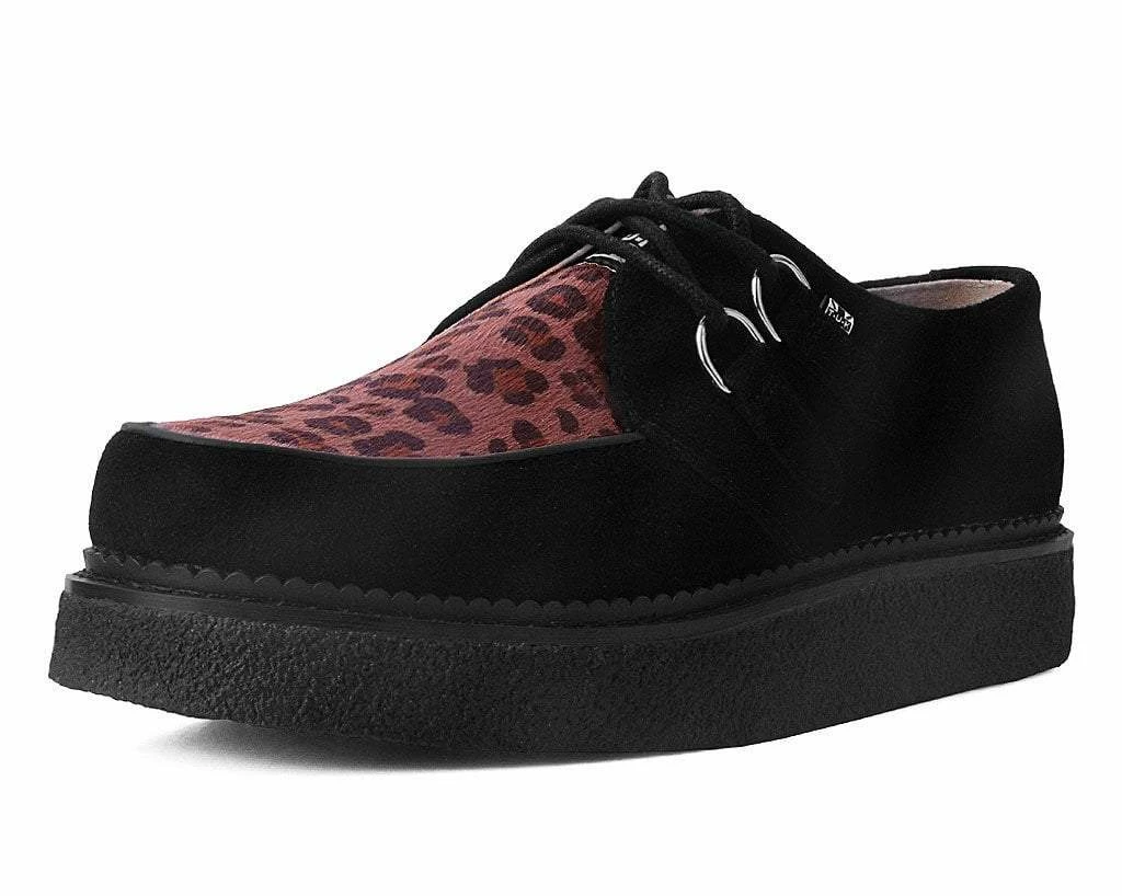 D9761 Women Black Suede & Leopard 1970 Original Creeper