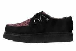 D9761 Women Black Suede & Leopard 1970 Original Creeper