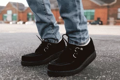 F7270 Women Black Suede Viva II Low Creeper