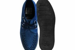 F9812 Women Navy Suede Viva Low D-Ring Interlace Creeper