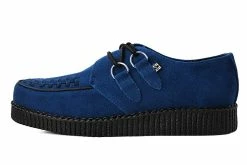 F9812 Women Navy Suede Viva Low D-Ring Interlace Creeper