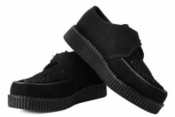 F9823 Black Suede Monk Buckle Viva II Creeper