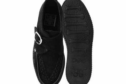 F9823 Black Suede Monk Buckle Viva II Creeper