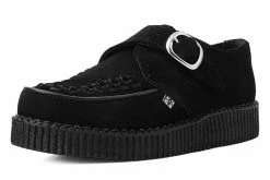 F9823 Black Suede Monk Buckle Viva II Creeper