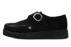 F9823 Black Suede Monk Buckle Viva II Creeper