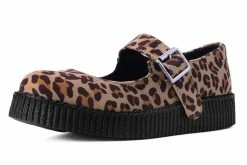 F9830L Brown Leopard Faux Suede Viva II Mary Jane