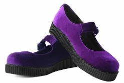 F9868L Women Purple Velvet Viva II Mary Jane