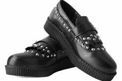F9929 Women Black Studded Loafer