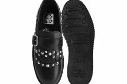 F9929 Women Black Studded Loafer