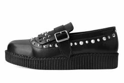 F9929 Women Black Studded Loafer