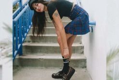 F9930 Burgundy Rub Off Studded Loafer Women