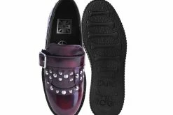 F9930 Burgundy Rub Off Studded Loafer Women