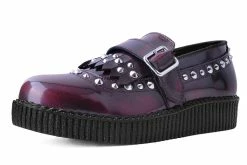 F9930 Burgundy Rub Off Studded Loafer Women