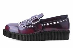 F9930 Burgundy Rub Off Studded Loafer Women