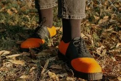 F9941 Black TUKskin™ & Orange Suede Saddle Oxford Women