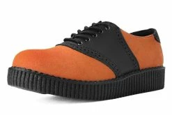 F9941 Black TUKskin™ & Orange Suede Saddle Oxford Women