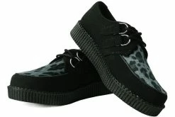 F9975 Women Black & Grey Leopard D-Ring Creeper