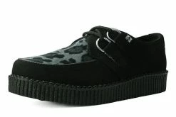 F9975 Women Black & Grey Leopard D-Ring Creeper
