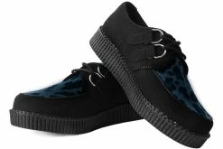 F9976 Women Black & Navy Leopard D-Ring-Creeper