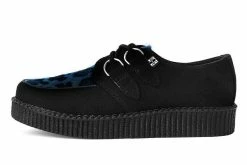 F9976 Women Black & Navy Leopard D-Ring-Creeper