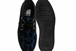 F9976 Women Black & Navy Leopard D-Ring-Creeper