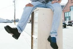 H1001 Black Suede Interlace T.U.K. RED Creeper