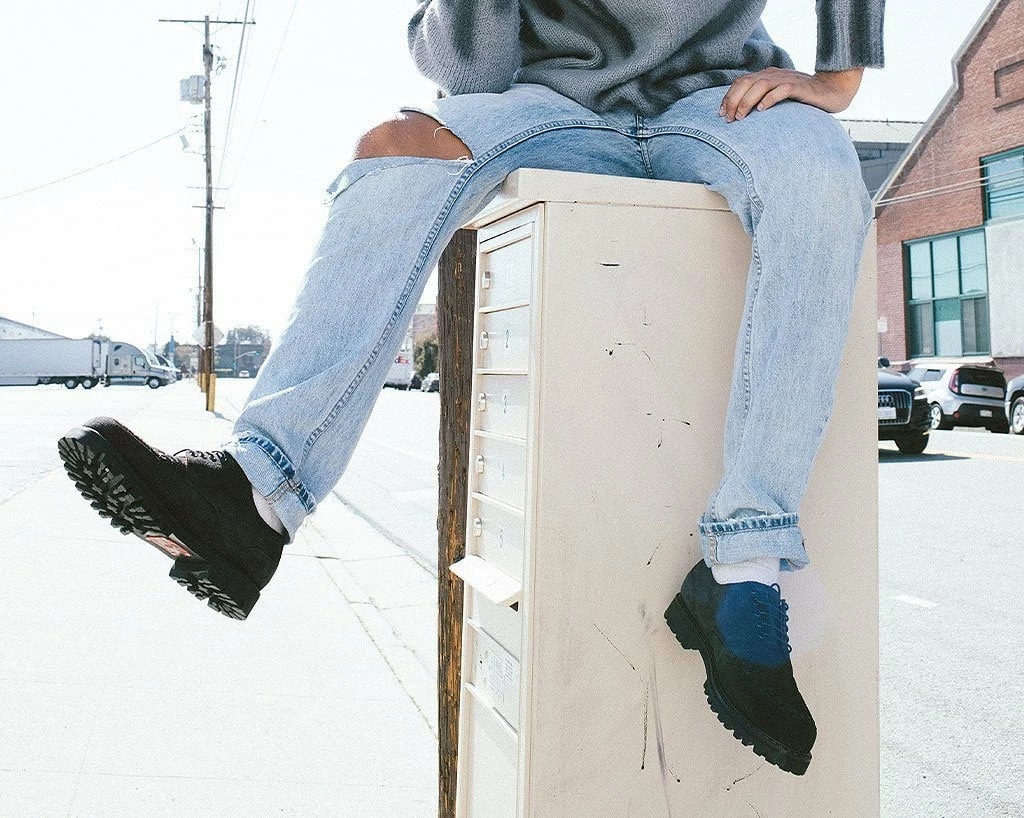 H1001 Black Suede Interlace T.U.K. RED Creeper