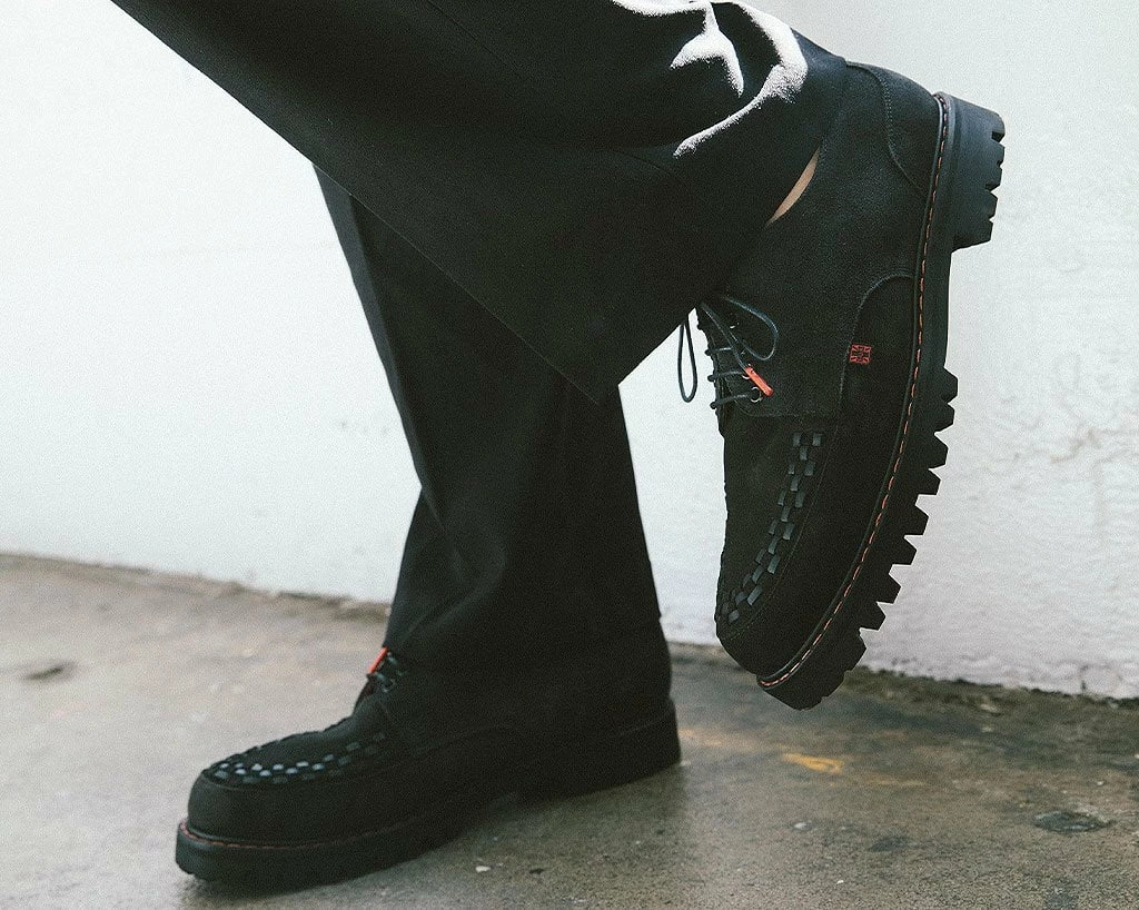 H1001 Black Suede Interlace T.U.K. RED Creeper