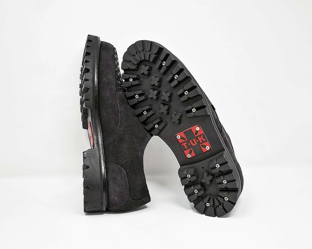 H1001 Black Suede Interlace T.U.K. RED Creeper