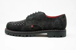 H1001 Black Suede Interlace T.U.K. RED Creeper
