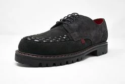 H1001 Black Suede Interlace T.U.K. RED Creeper