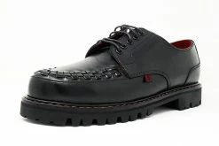H1002 Black Leather Interlace T.U.K. RED Creeper Men